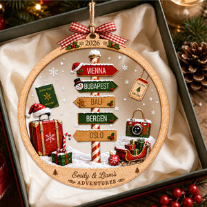 Personalized Adventure Travel Ornament, Christmas Vacation Ornament