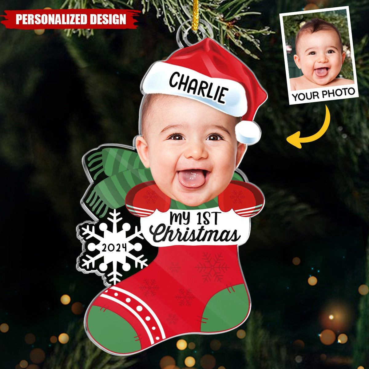 Christmas Gifts For Newborns - Upload Photo Ornament