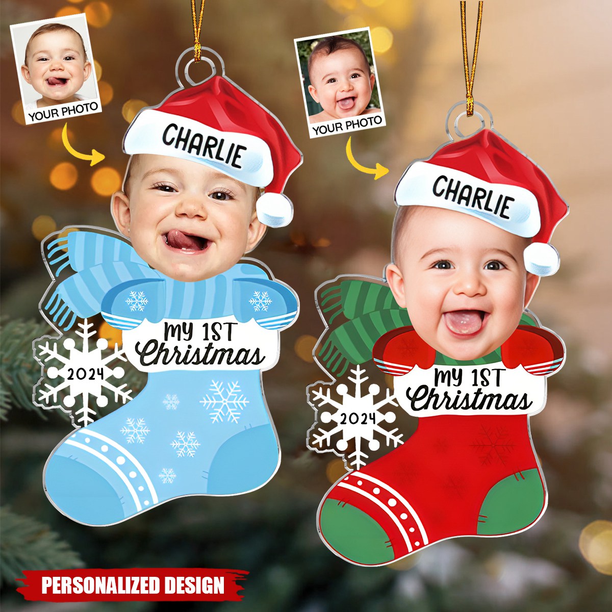 Christmas Gifts For Newborns - Upload Photo Ornament