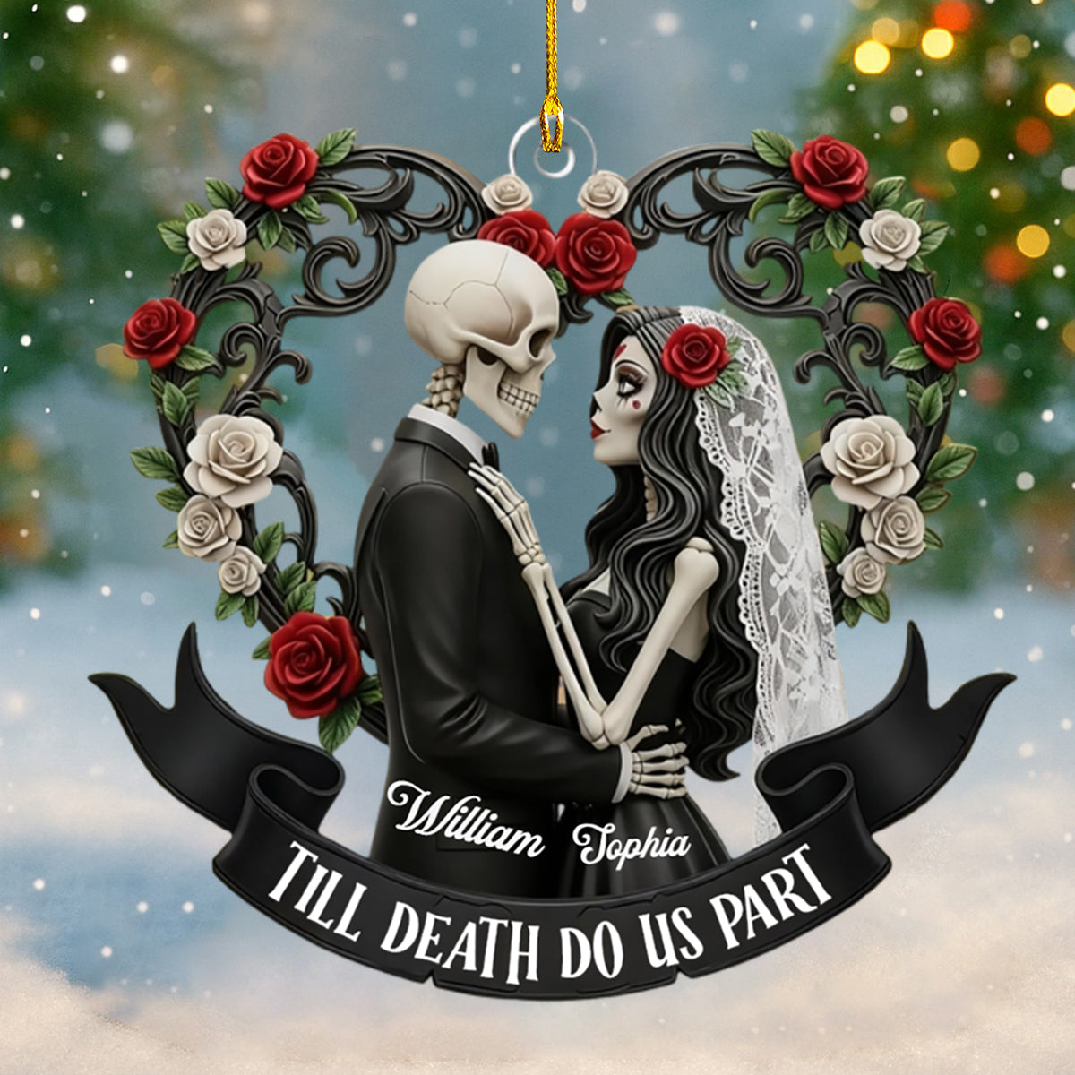 Till Death Do Us Part - Personalized Skeleton Couple Acrylic Ornament