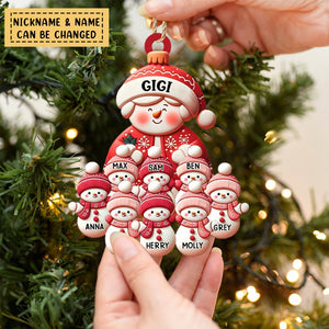 Grandma Snowman With Little Snowman Kids Personalized Ornament