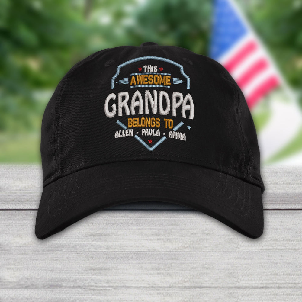 Personalized Papa Top With Grandkids Cap
