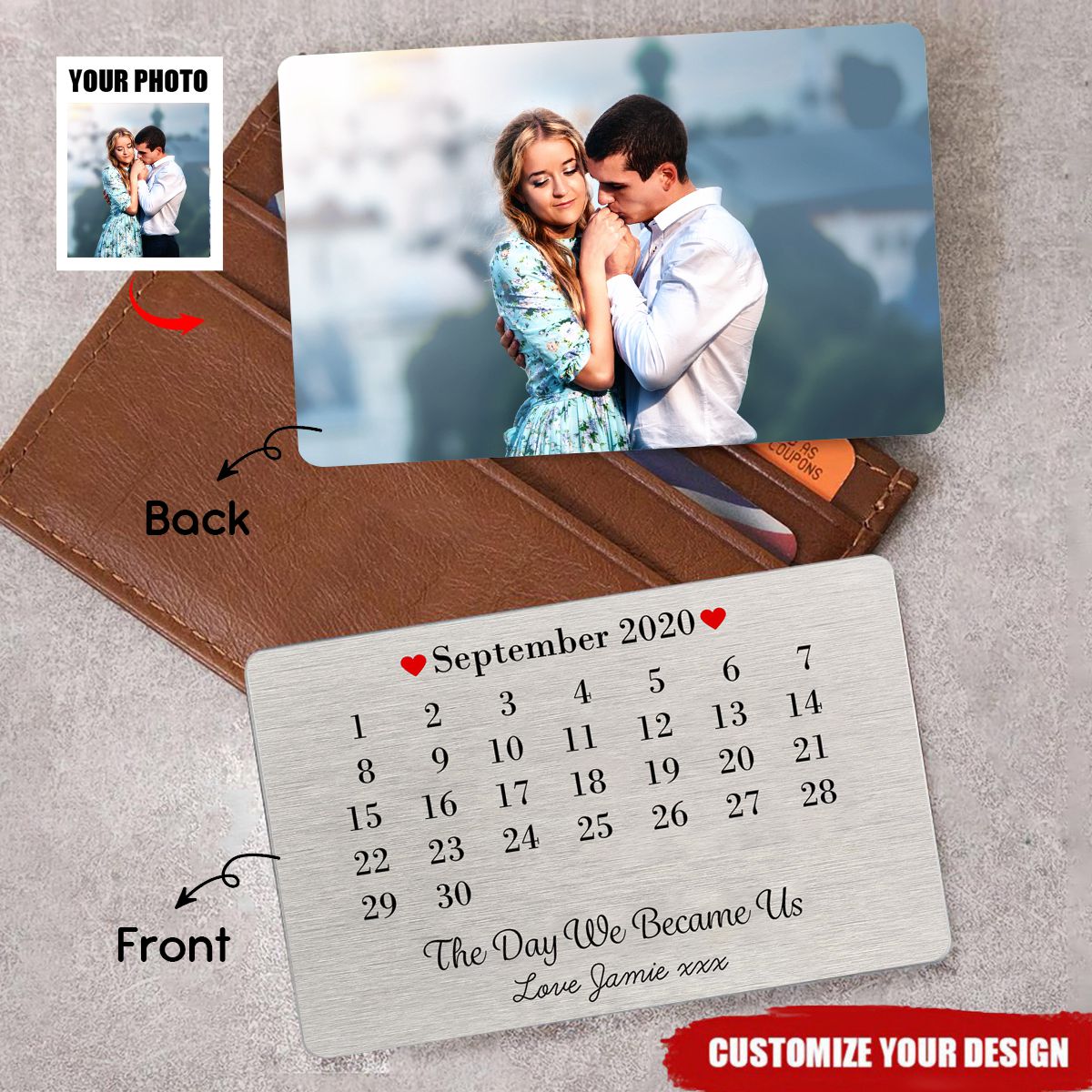 The Day We Became Us Personalized Metal Wallet Card