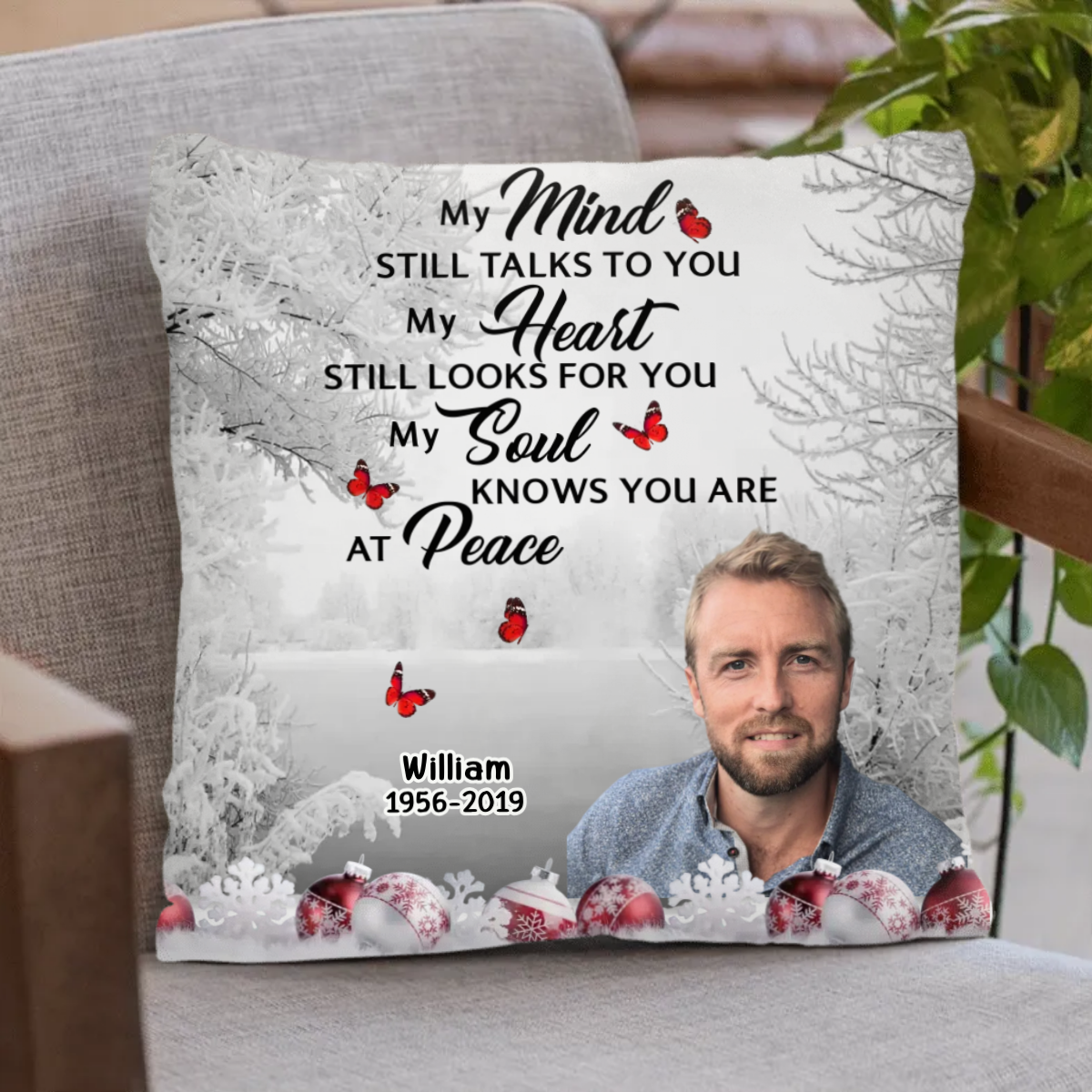 My Mind Still Talks To You-Personalized Memorial Photo Pillow Cover