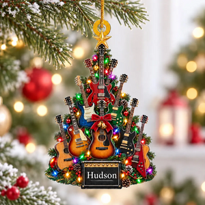 Personalized Guitar Christmas Ornament, Custom Music Keepsake, Guitar Dad Gift