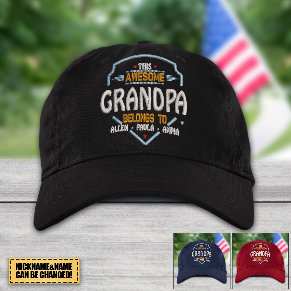 Personalized Papa Top With Grandkids Cap