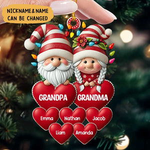 Christmas Grandma & Grandpa Mom & Dad With Heart Kids Personalized Ornament