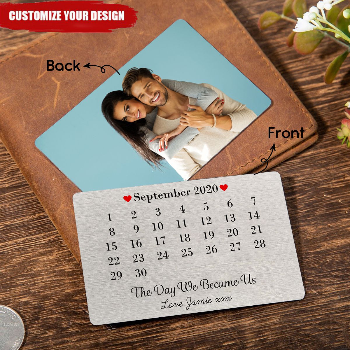 The Day We Became Us Personalized Metal Wallet Card