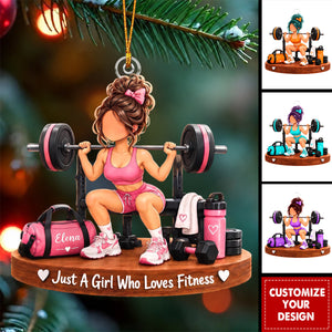 Personalized Gym Girl Christmas Ornament, Weightlifting Gym Keepsake Decor For Her