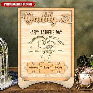 Personalized Family Hand With Hand Puzzle Sign, Father's Day Gift