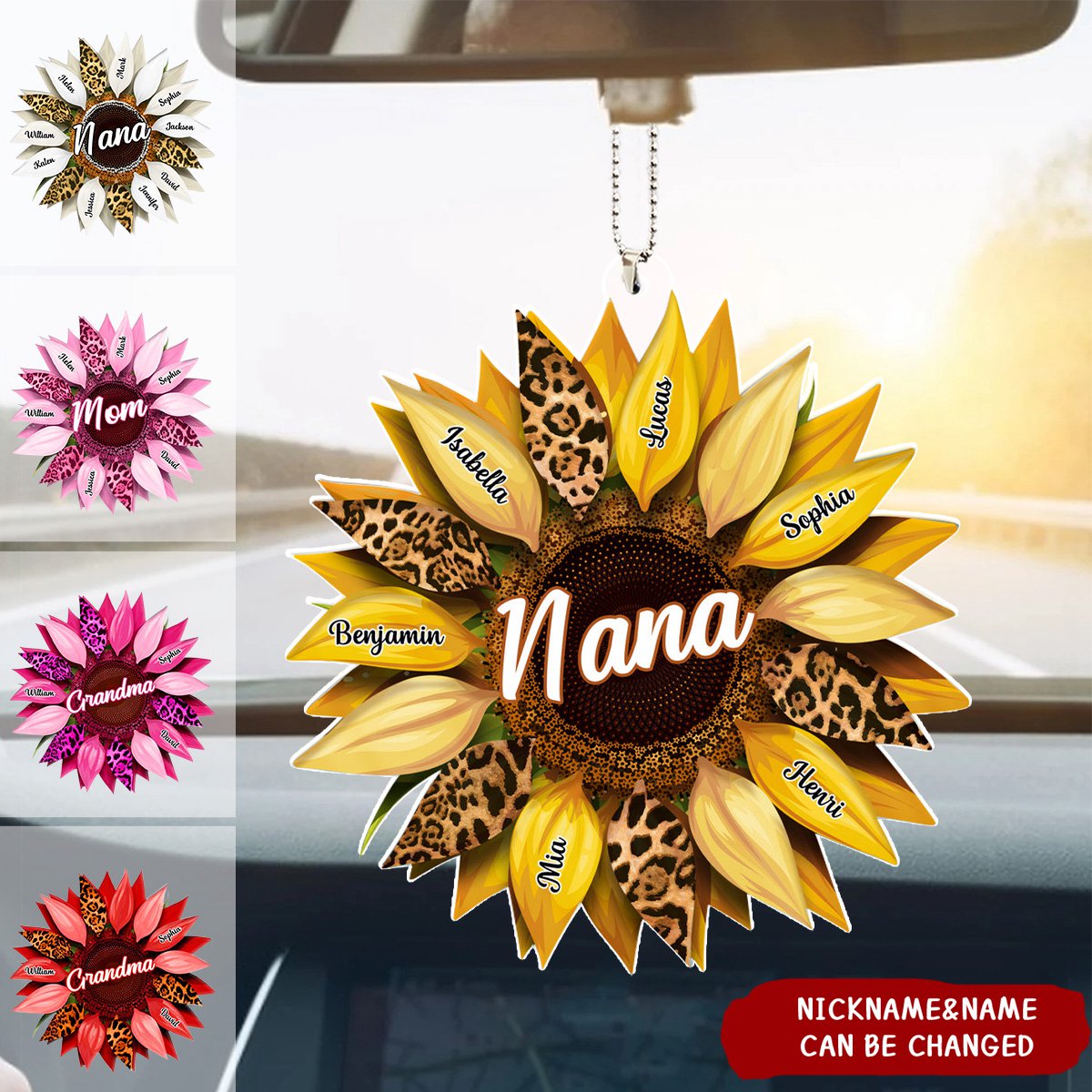 Nana Mom Family Sunflower - Personalized Acrylic Ornament
