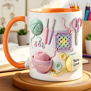 Personalized Crochet Mug With Name, Yarn Lover Gift