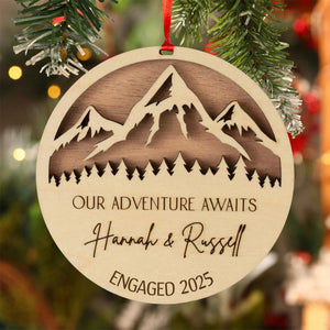 Our Adventure Awaits - Personalized Couple Names Wood Ornament