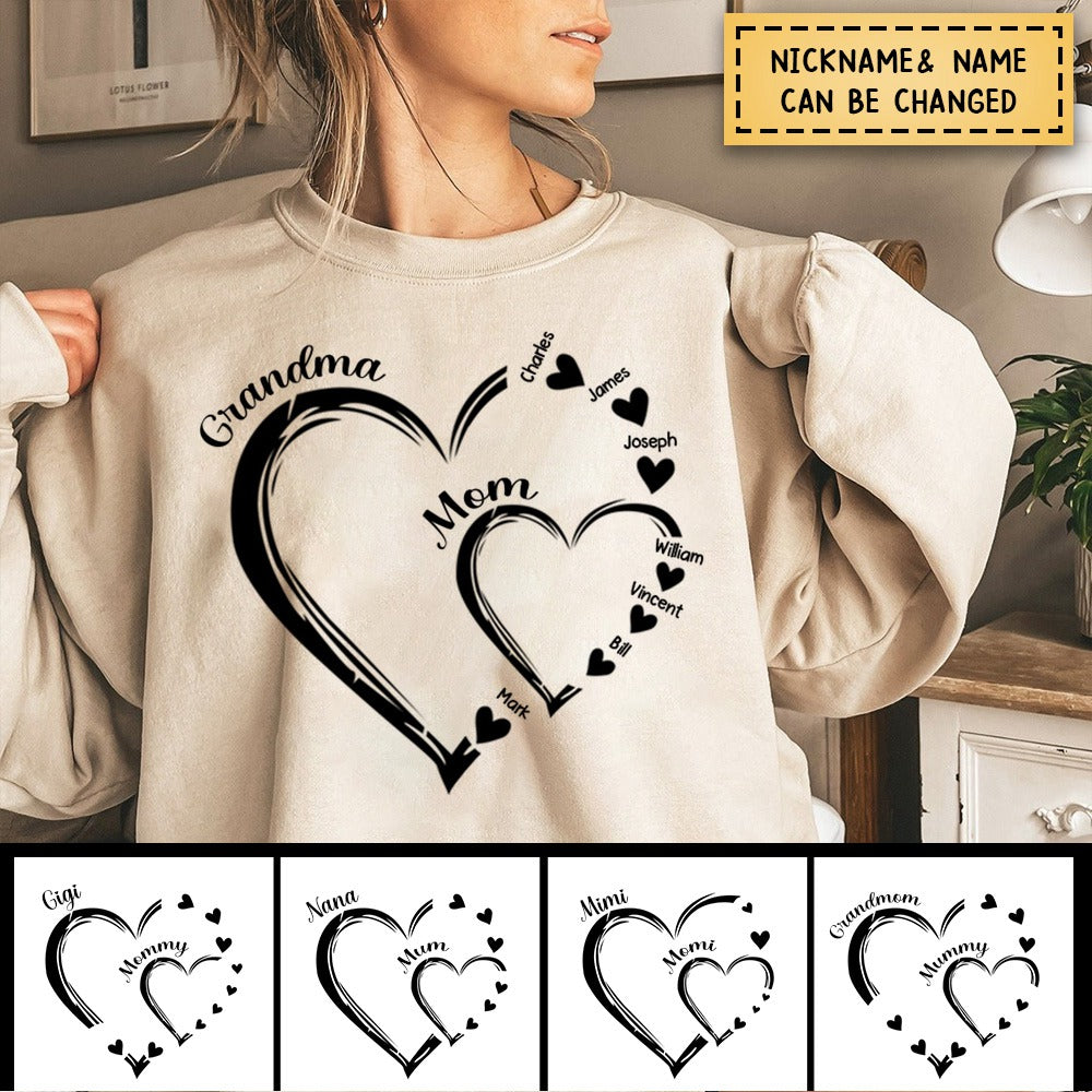 Personalized Mom Grandma And Grandkids Hearts Gift For Grnadma Sweatshirt