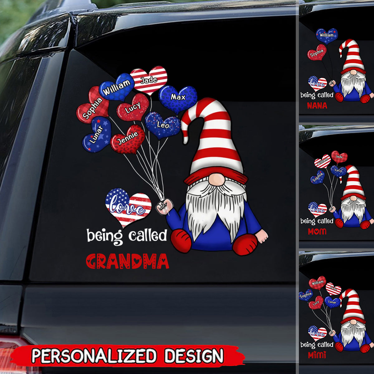 Independence Day Sweet Balloon Heart Kids Personalized Sticker