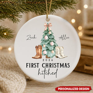 First Christmas Married - Country Western Personalized Ornament For Newlywed Gift