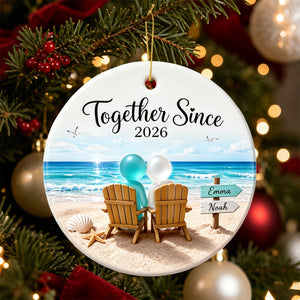 Personalized Sea Glass Couple Beach Ornament