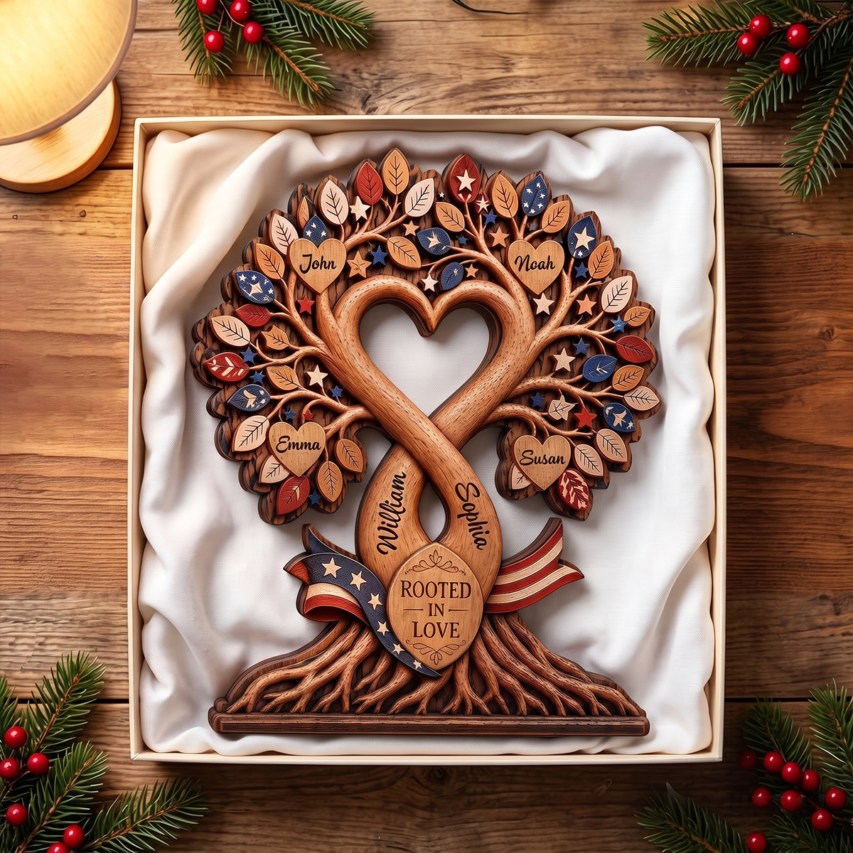 Personalized Family Tree Wooden Plaque, Custom Family Name Sign