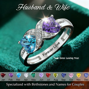 Personalized Birthstone & Name Infinity Promise Ring For Couple