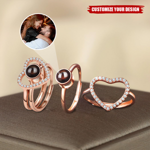 Custom Stackable 925 Silver Rings With Photo Projection