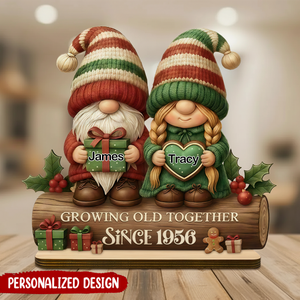 Personalize Couple Growing Old Together Wooden Plaque