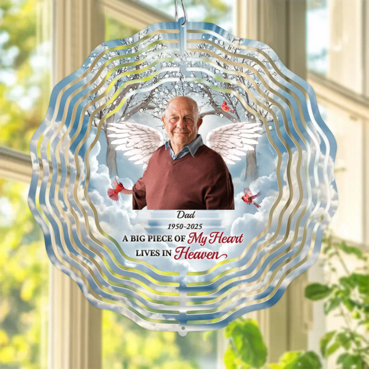 Custom Photo Forever Loved, Never Forgotten - Memorial Personalized Custom Wind Spinner