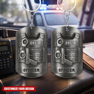 To My Beloved Officer, Stainless Steel Keychain, Gift For Police Officers