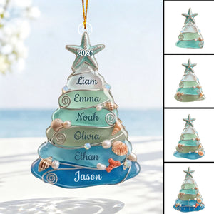 Personalized Sea Glass Family Christmas Tree Ornament