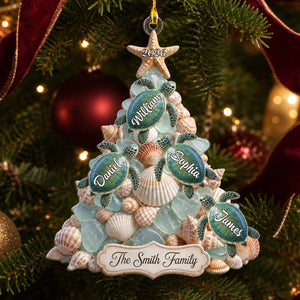 Personalized Turtle Family Tree Christmas Ornament