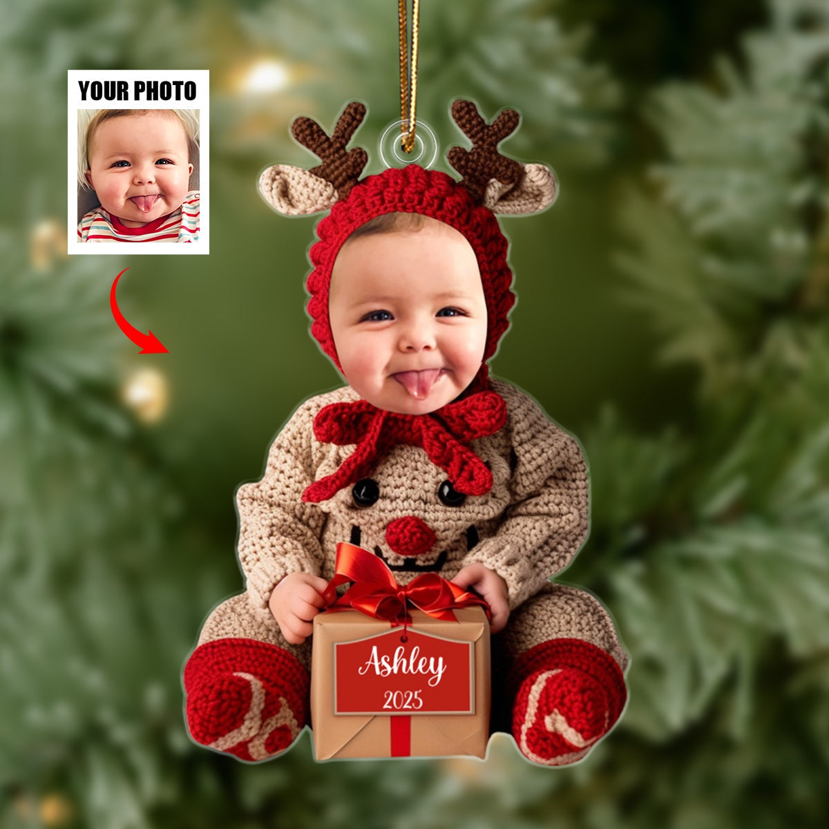 Personalized Baby Photo Ornament, Christmas Keepsake