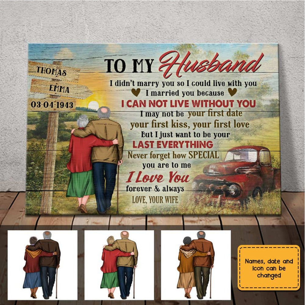 To My Husband Country Road Personalized Canvas