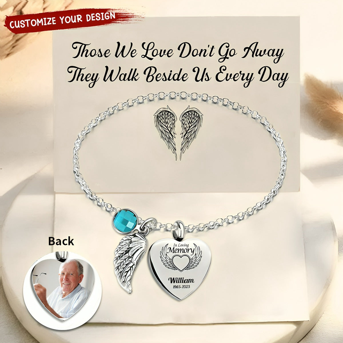 Personalized Memorial Heart Necklace With Birthstone