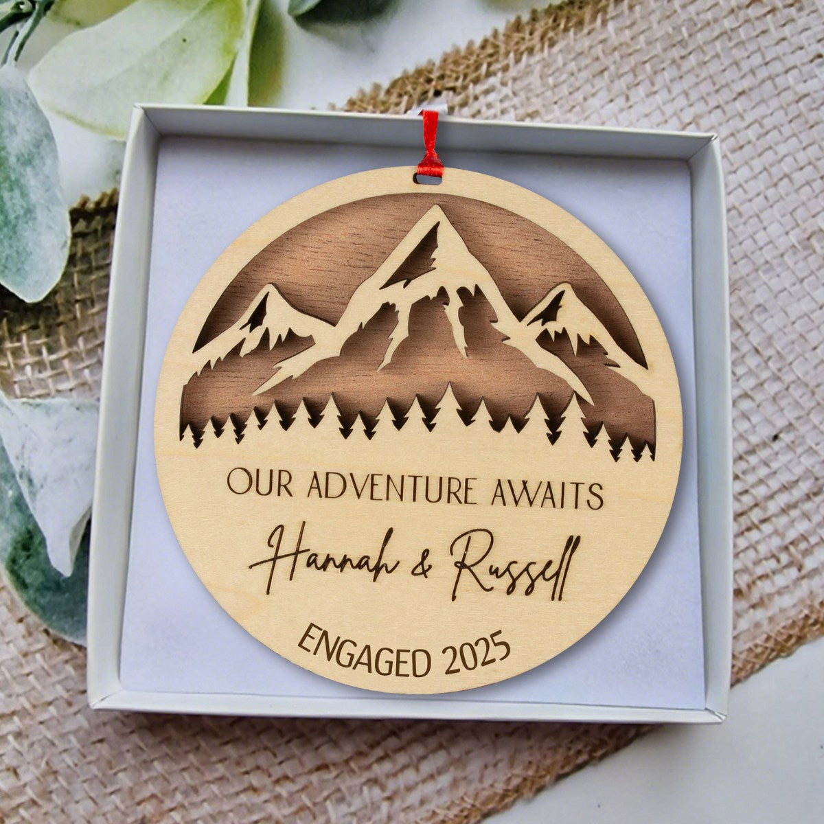 Our Adventure Awaits - Personalized Couple Names Wood Ornament