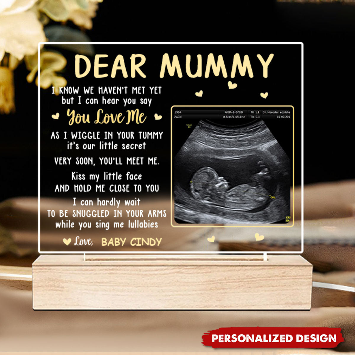 Baby Bump Personalized 3D LED Light-Gift For First Mom