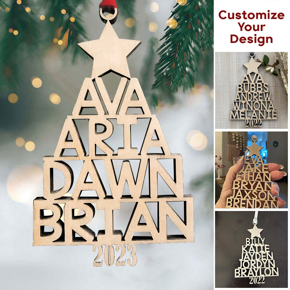 Our Family 2023 Custom Family Name Wooden Ornament