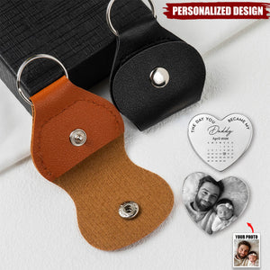 The Day You Became My Daddy - Personalized Leather Photo Pocket Hug