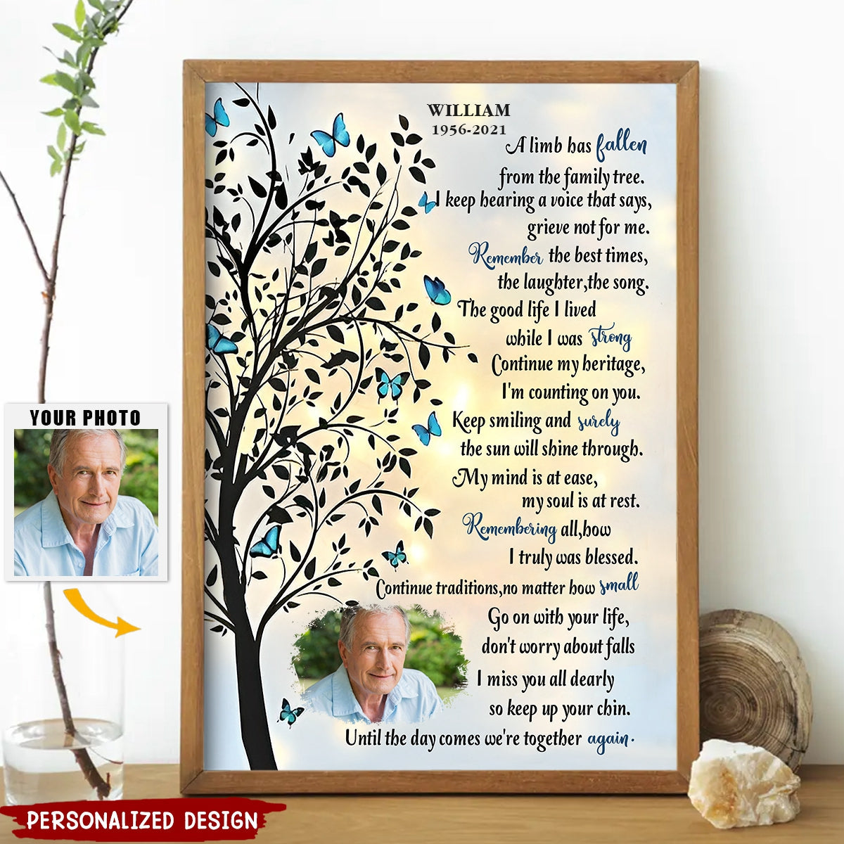 Until The Day Comes We're Togetber Again Personalized Memorial Butterfly Canvas