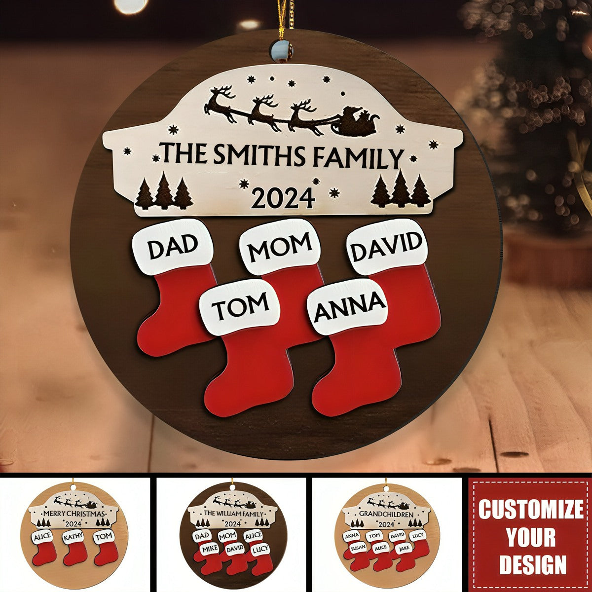 Family/Grandchildren Stockings Personalized Christmas Ornament