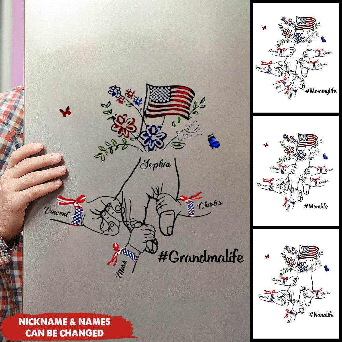 4th Of July Independence Day Personalized Grandma Mommy Sticker