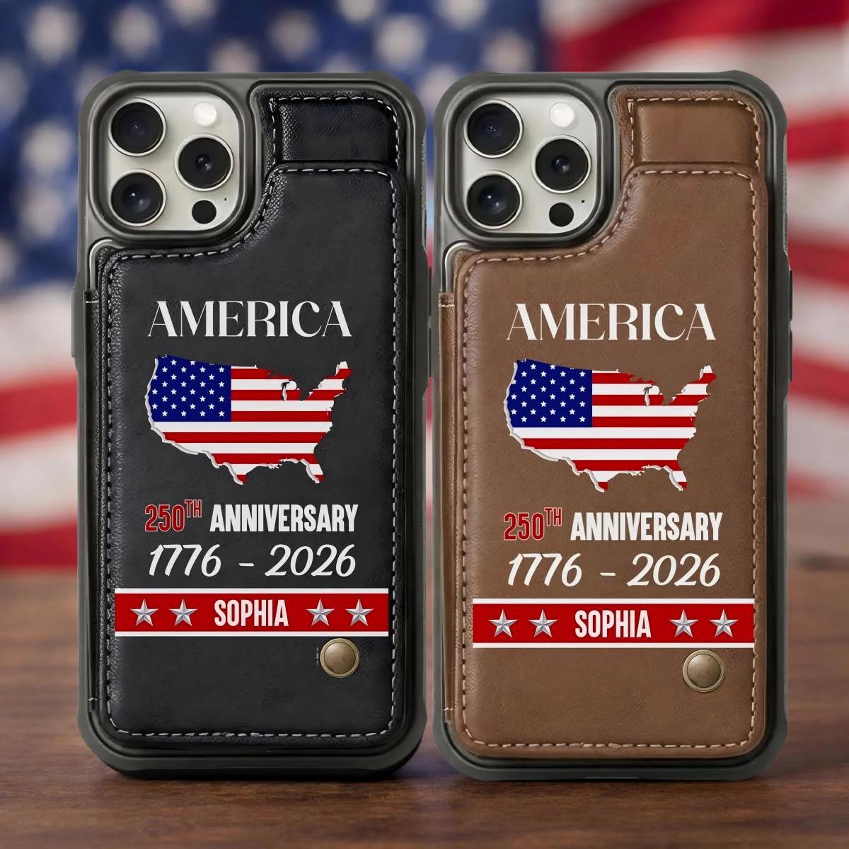 250th Anniversary Personalized Wallet Phone Case, Independence Day Gift