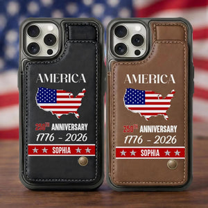 250th Anniversary Personalized Wallet Phone Case, Independence Day Gift