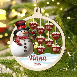 Custom Christmas Kids Name Snowman Ornament
