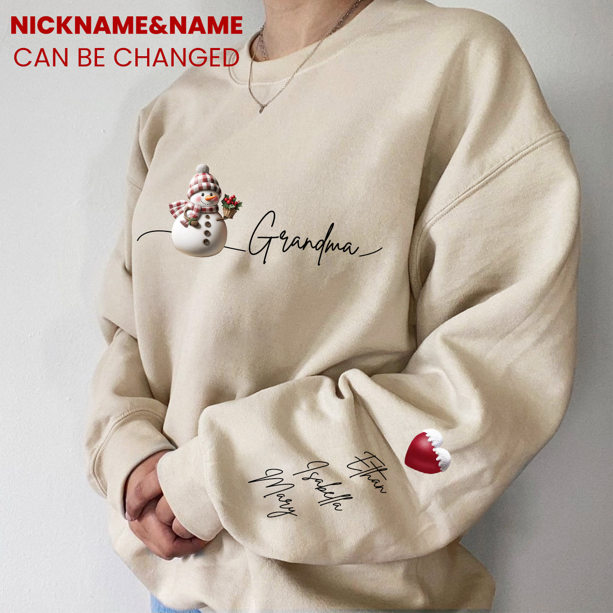 Personalized Snowman Grandma With Kids Christmas Sweatshirt