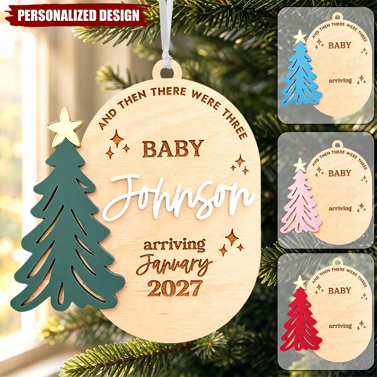 Personalized Baby Announcement Ornament, Expecting Parents Gift