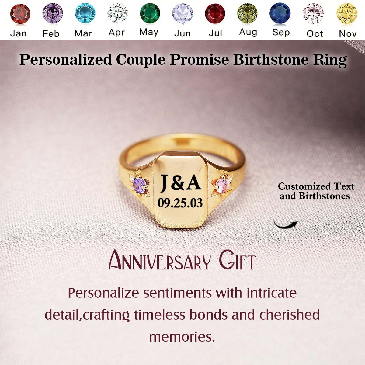 Personalized Custom initials & Special Date Ring