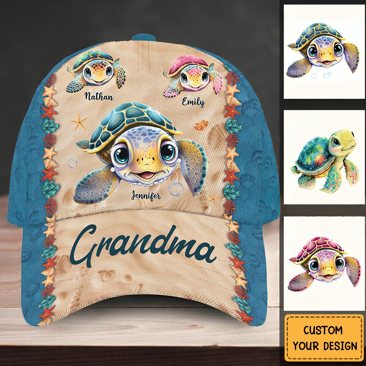Gift For Grandma Turtle Personalized Cap