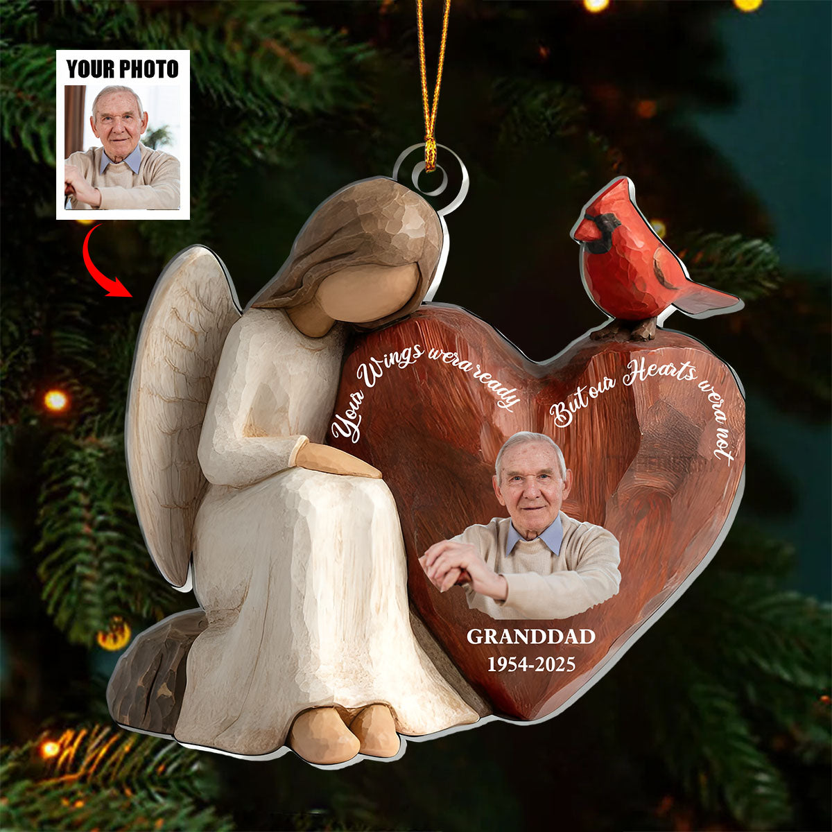 Personalized Memorial Angel Ornament, Upload Photo