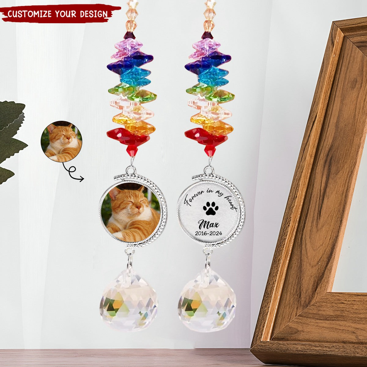 thumbnail image 2 of Forever In Our Hearts-Personalized Pet Memorial Sun Catcher With Photo 2 of 9
