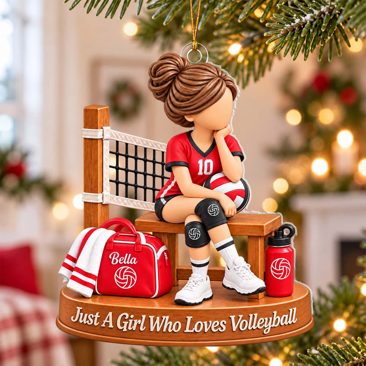 Personalized Volleyball Girl Ornament, Custom Name Athlete Team Gift