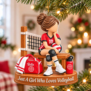 Personalized Volleyball Girl Ornament, Custom Name Athlete Team Gift